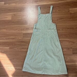 ❌SOLD❌Vintage Susan Bristol Sz 10 Green Sage Corduroy Overall Dress Modest Pock